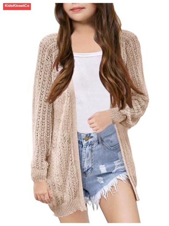 Other - Girls Crochet Long Sleeve Lightweight Cardigan Cover Up